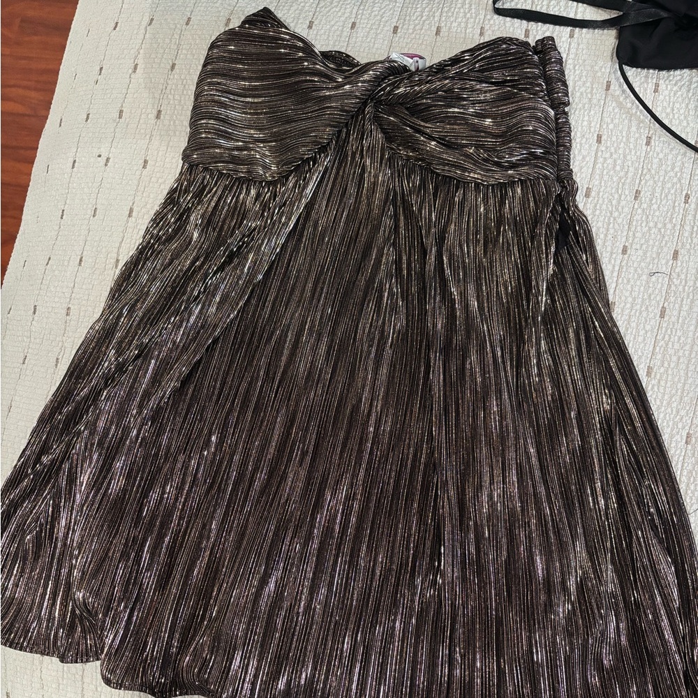 Metallic Pleated Dress